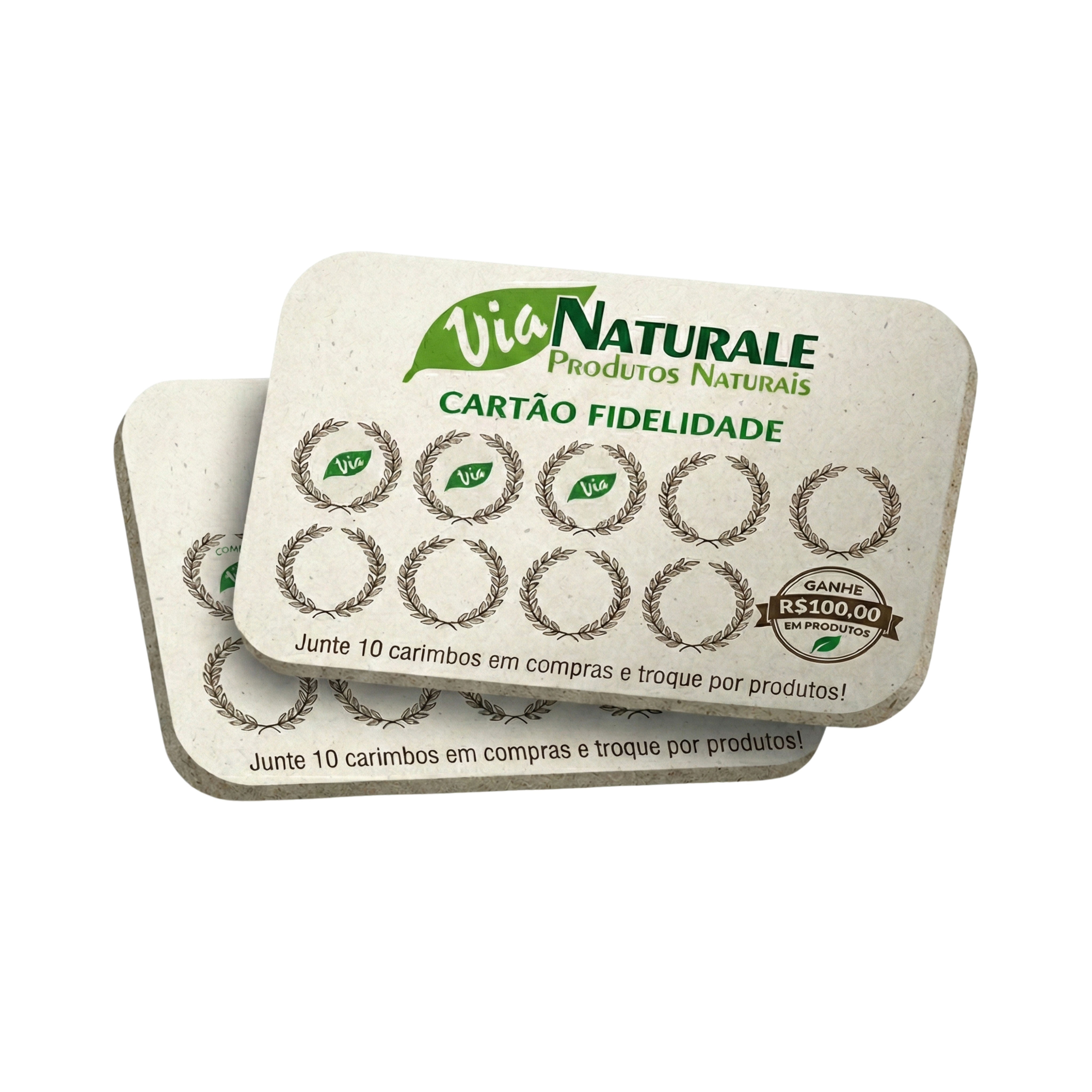 Cartão fidelidade Via Naturale com campos de carimbo
